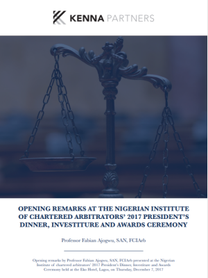 Opening Remarks At The Nigerian Institute Of Chartered Arbitrators